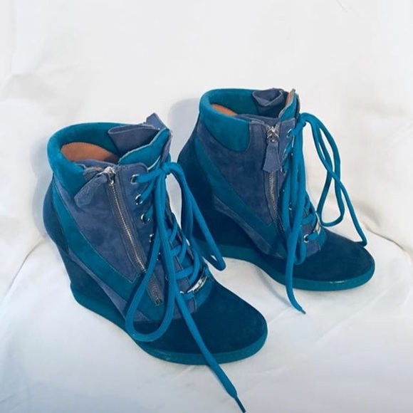 NWOT Nando Muzi Designer Suede Wedge Heels - Picture 3 of 5